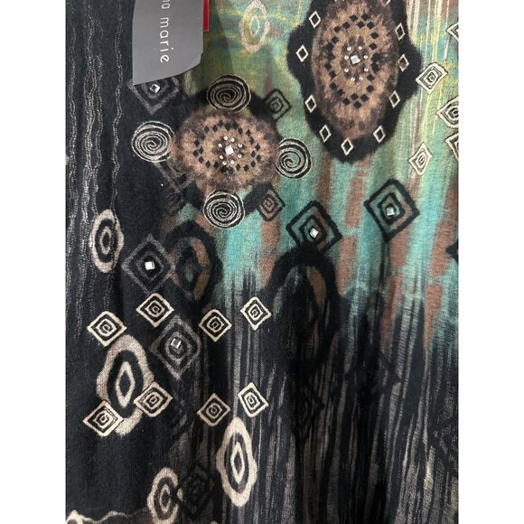 Katina Marie Womens 1X Multicolor Abstract Print 3/4 Sleeve Top Artsy Style - Picture 3 of 4